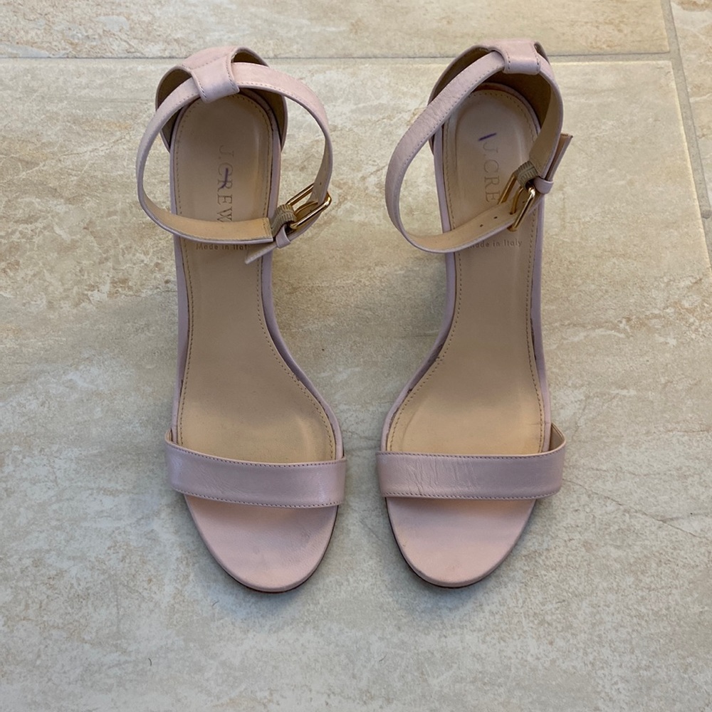 GUC J Crew light blush pink leather straps heels
